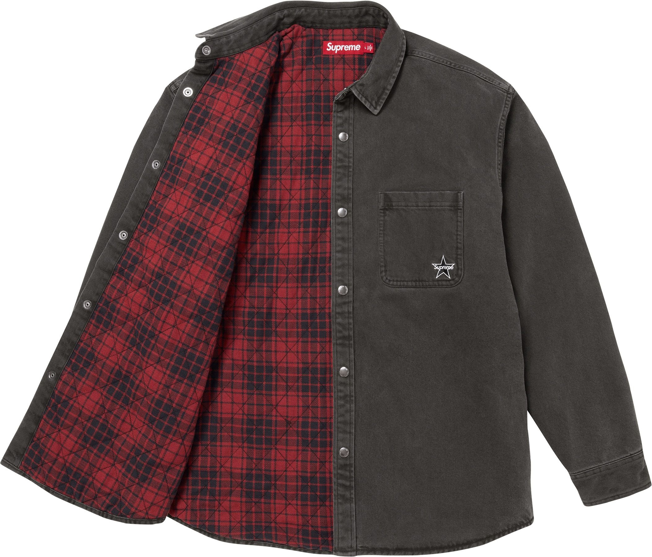 Quilted Lined Denim Snap Shirt view 6